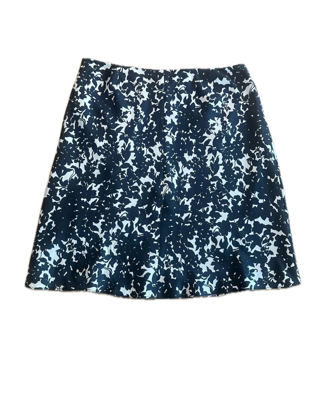 Lauren Ralph Lauren 100% Silk A-line Skirt Black And White Floral Size 14